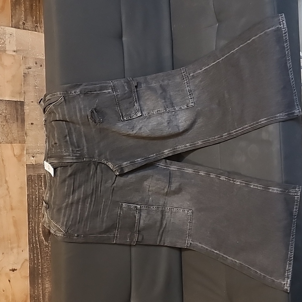 American Eagle Super High Rise Baggy Wide Leg Jeans Black  Size 18 34 NWT